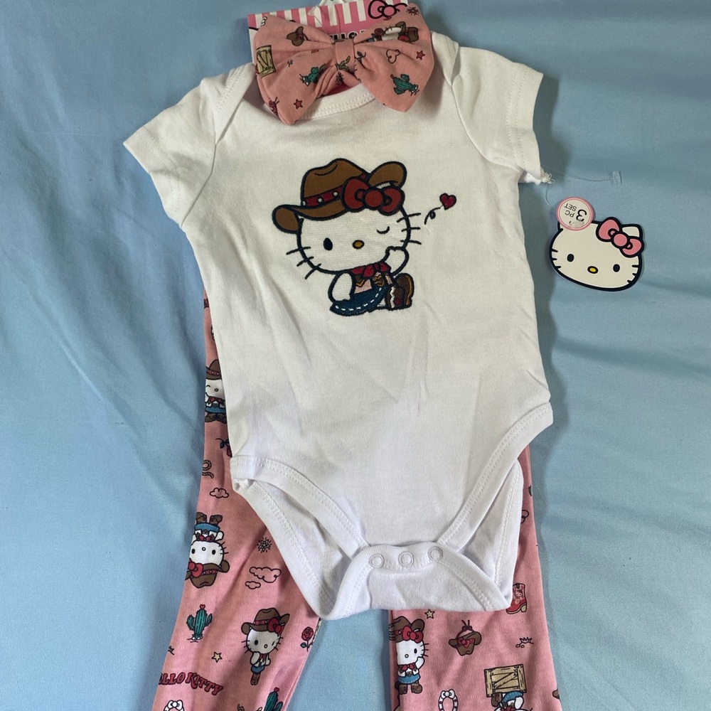 Hello Kitty cowgirl 3pc outfit 9mos